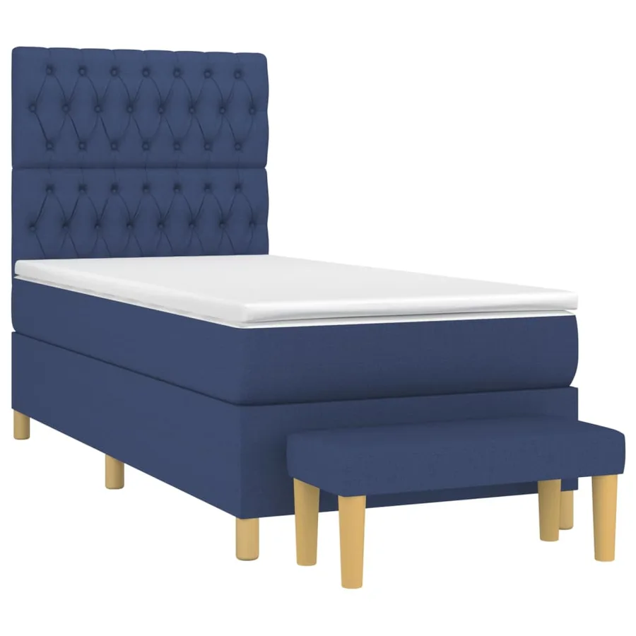 Sommier à lattes de lit avec matelas Bleu 100x200 cm Tissu - 3