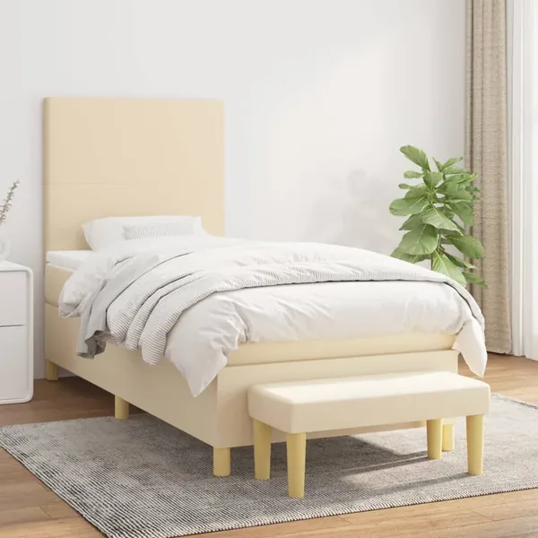 Sommier à lattes de lit avec matelas Crème 80x200 cm Tissu