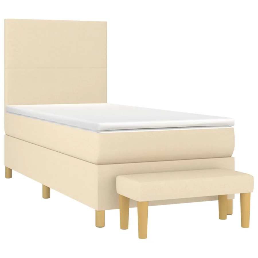 Sommier à lattes de lit avec matelas Crème 80x200 cm Tissu - 3