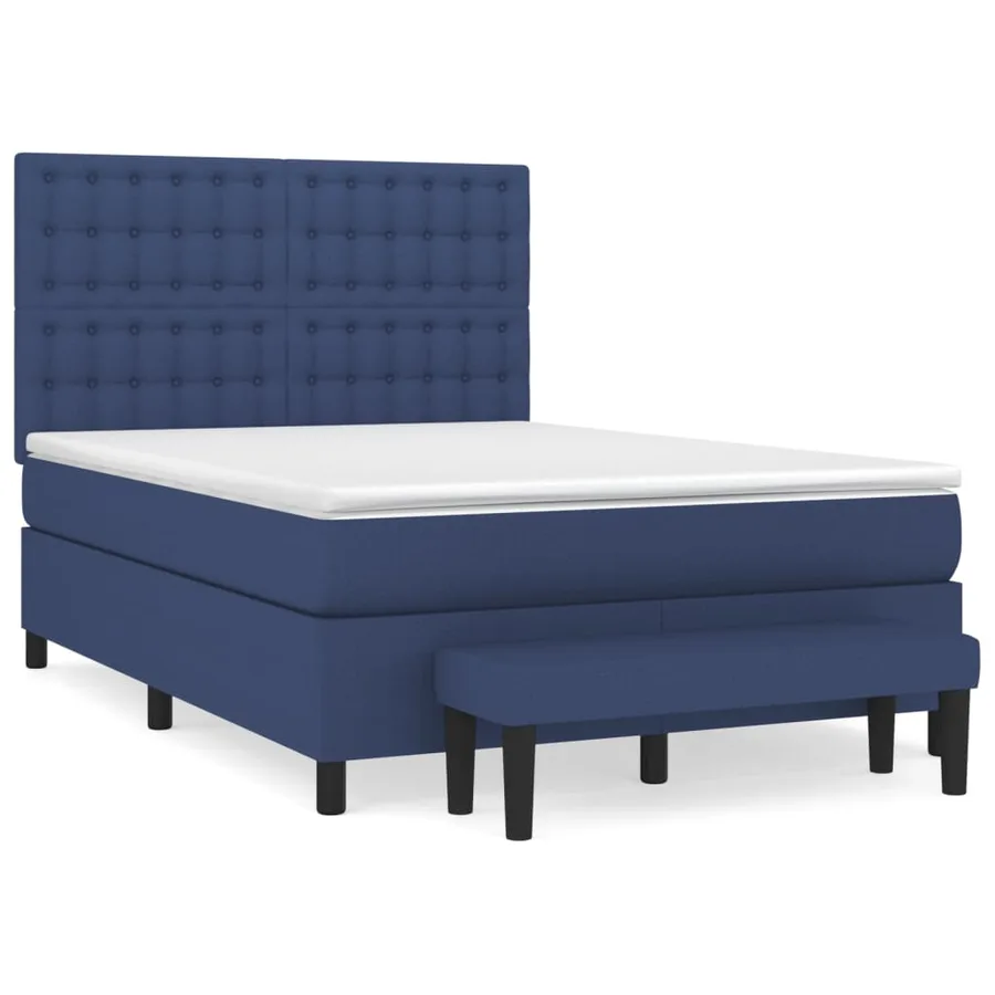 Sommier à lattes de lit avec matelas Bleu 140x200 cm Tissu - 2