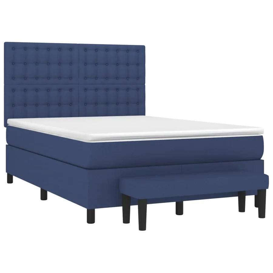 Sommier à lattes de lit avec matelas Bleu 140x200 cm Tissu - 3