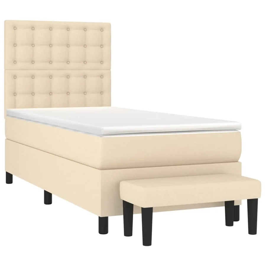 Sommier à lattes de lit avec matelas Crème 100x200 cm Tissu - 3