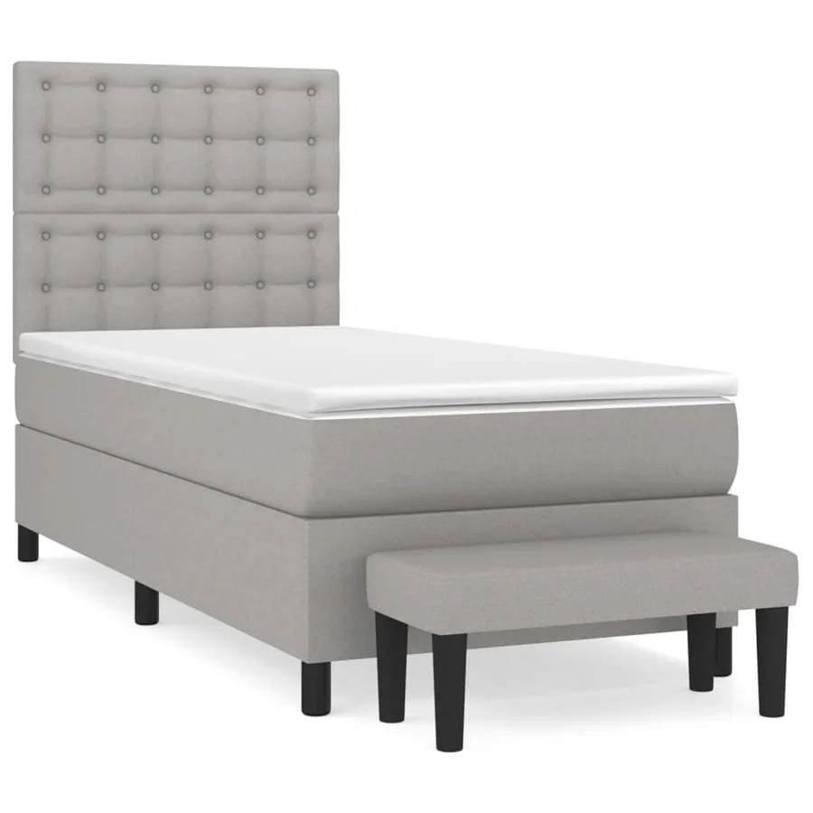 Sommier à lattes de lit avec matelas Gris clair 100x200cm Tissu - 2