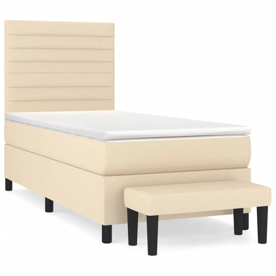 Sommier à lattes de lit avec matelas Crème 90x200 cm Tissu - 2