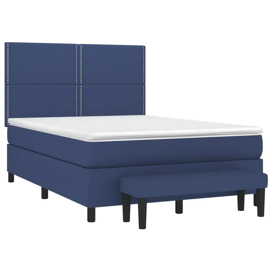 Sommier à lattes de lit avec matelas Bleu 140x200 cm Tissu - 3
