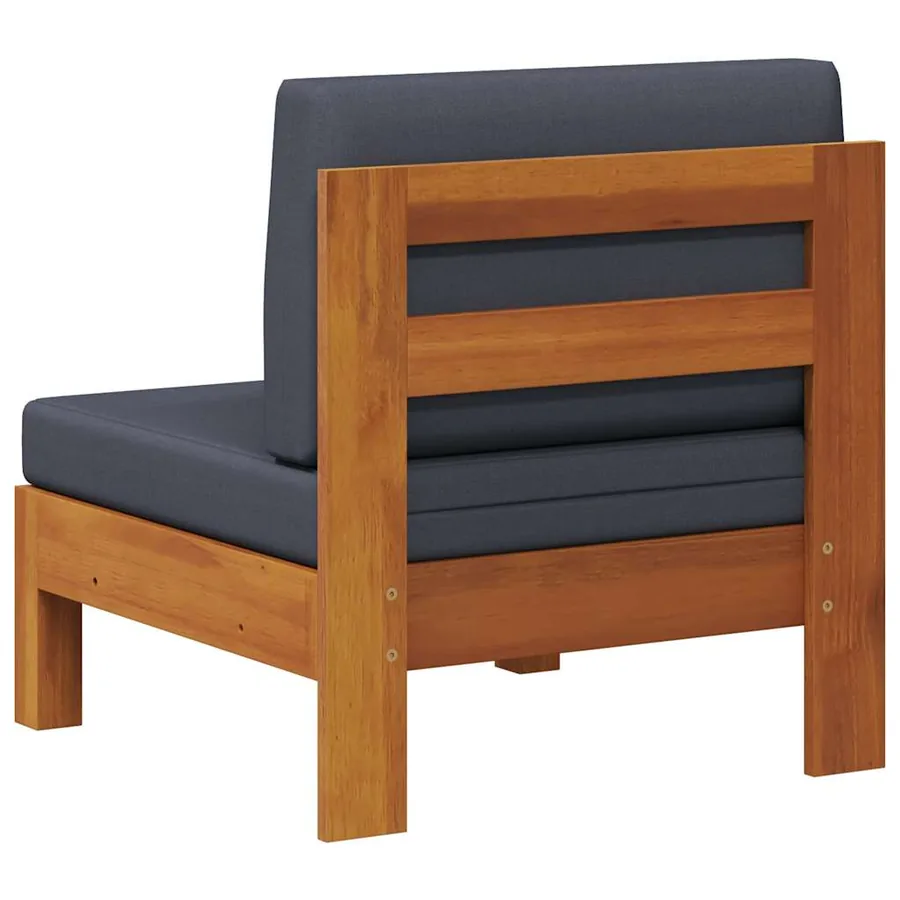Canapé central avec coussins gris foncé Bois d'acacia solide - 5