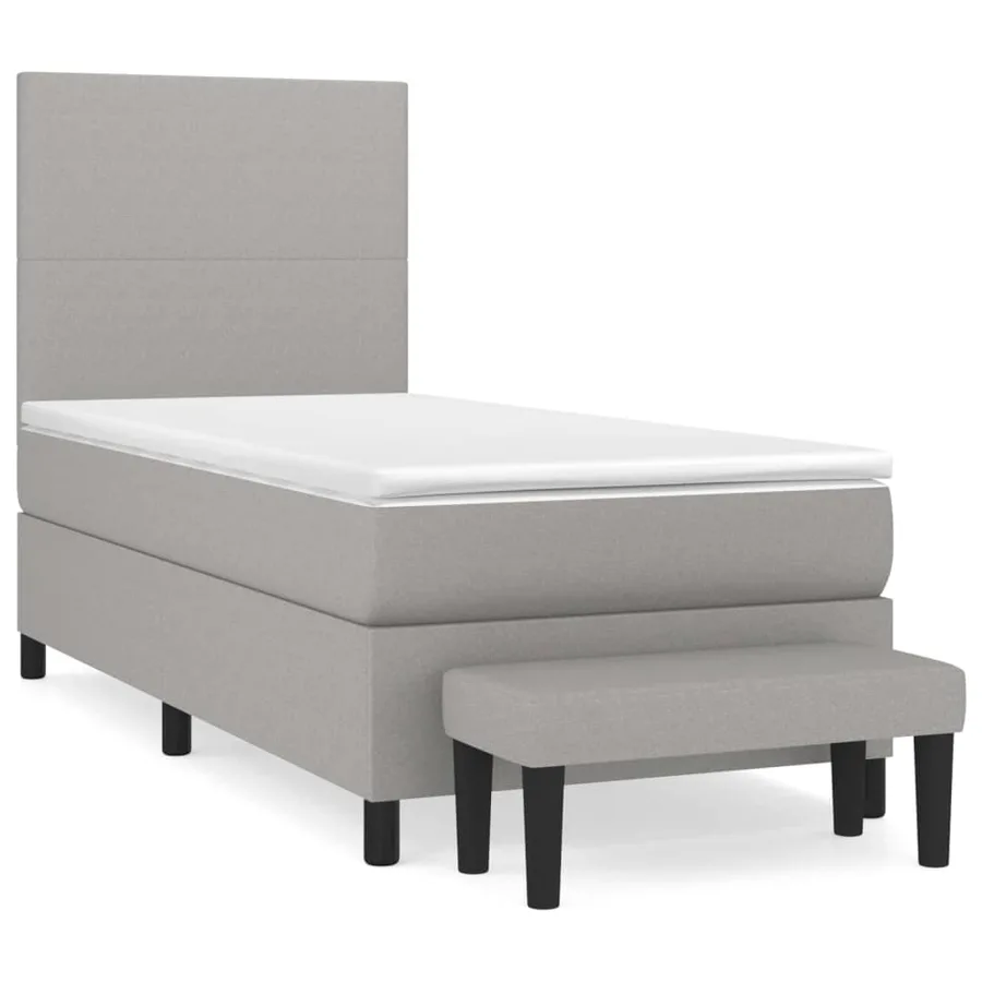 Sommier à lattes de lit avec matelas Gris clair 100x200cm Tissu - 2