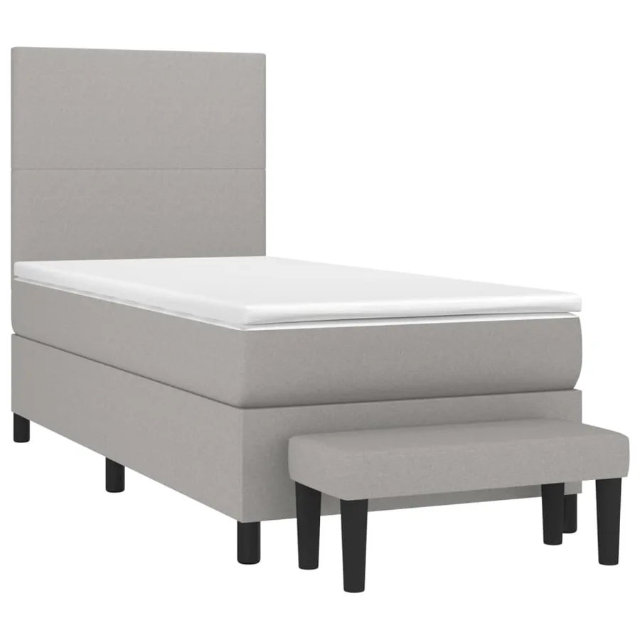 Sommier à lattes de lit avec matelas Gris clair 100x200cm Tissu - 3