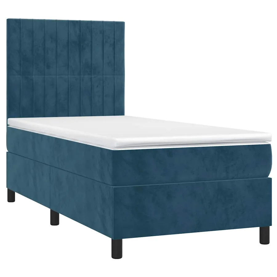 Sommier à lattes de lit avec matelas LED Bleu foncé 100x200 cm - 3