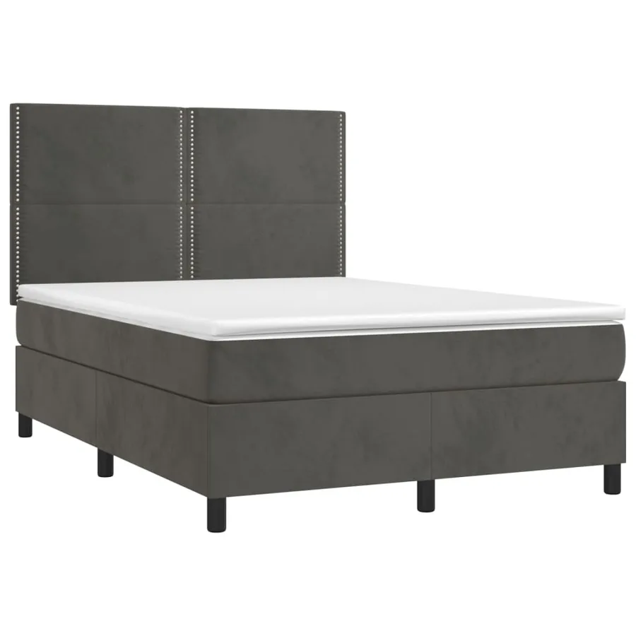 Sommier à lattes de lit matelas et LED Gris foncé 140x200 cm - 3