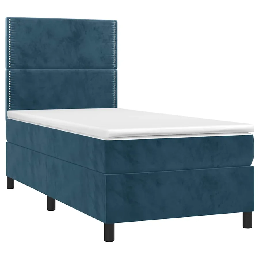 Sommier à lattes de lit avec matelas et LED Bleu foncé 90x200cm - 3