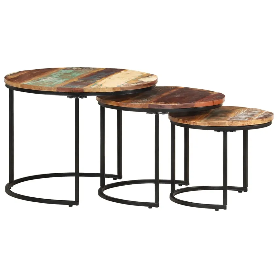 Tables gigognes 3 pcs Bois de récupération massif - 11
