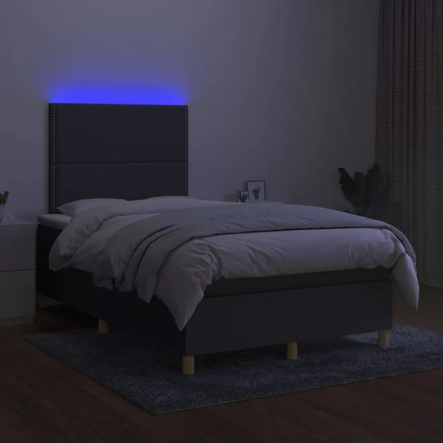 Sommier à lattes de lit et matelas et LED Gris foncé 120x200 cm - 4