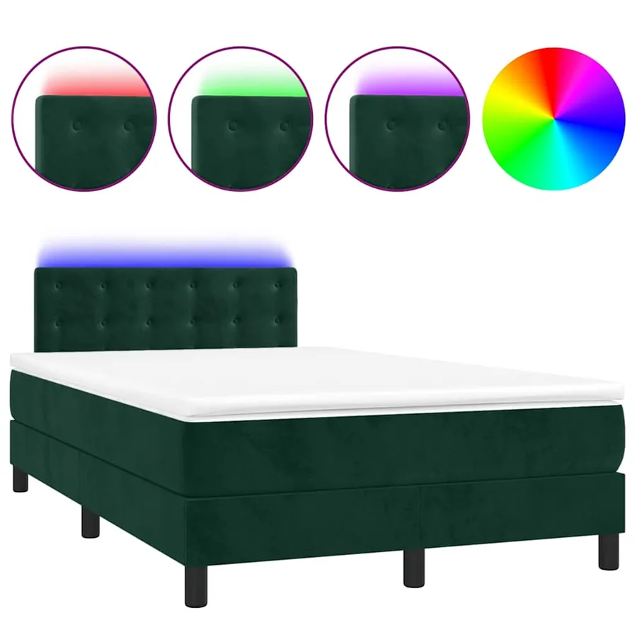 Sommier à lattes de lit avec matelas LED Vert foncé 120x200 cm - 2