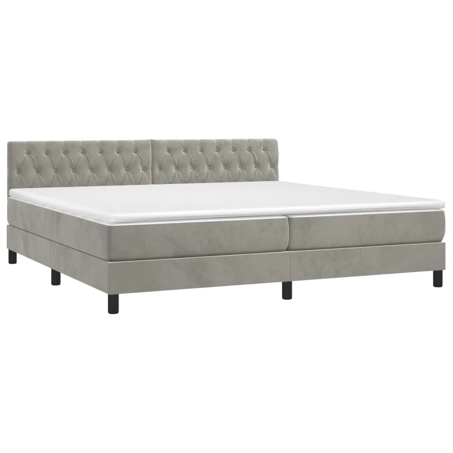 Sommier à lattes de lit avec matelas LED Gris clair 200x200 cm - 3