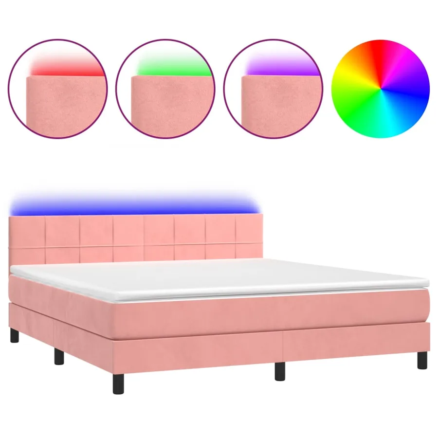 Sommier à lattes de lit avec matelas et LED Rose 160x200 cm - 2