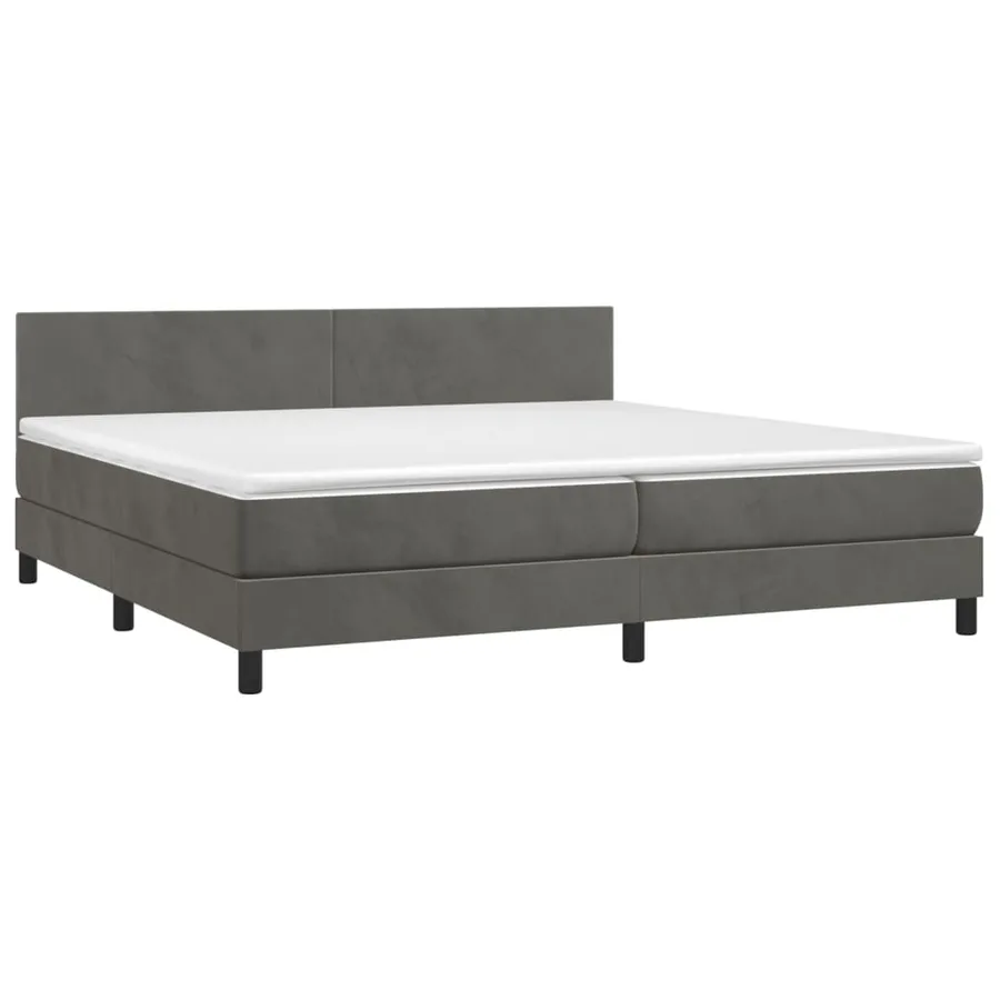 Sommier à lattes de lit avec matelas LED Gris foncé 200x200 cm - 4
