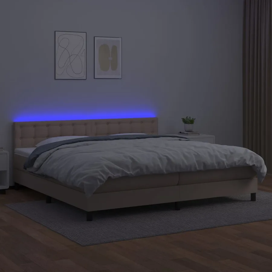 Sommier à lattes de lit avec matelas LED Cappuccino 200x200 cm - 4