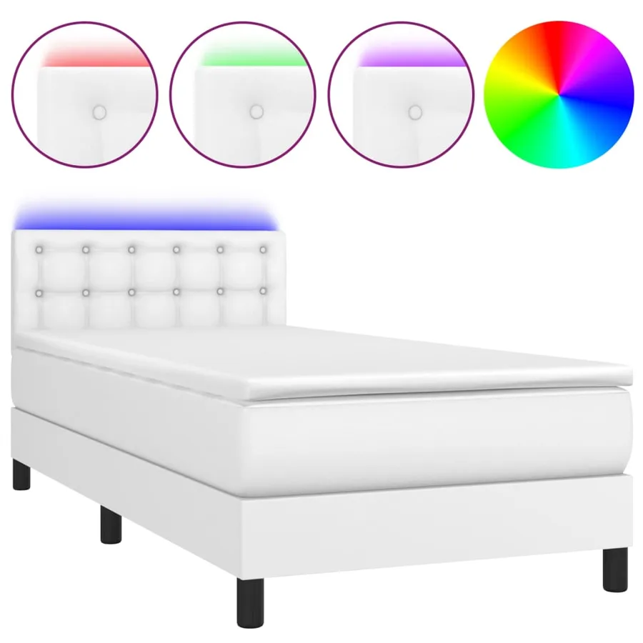 Sommier à lattes de lit avec matelas et LED Blanc 100x200 cm - 2