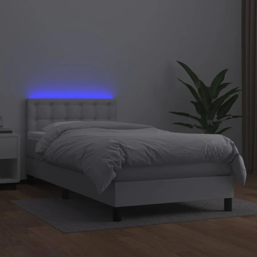 Sommier à lattes de lit avec matelas et LED Blanc 100x200 cm - 4