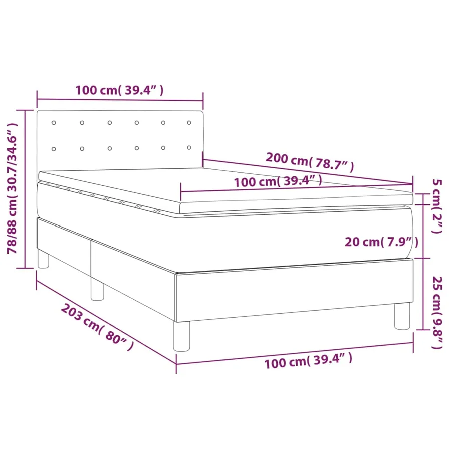 Sommier à lattes de lit avec matelas et LED Blanc 100x200 cm - 8