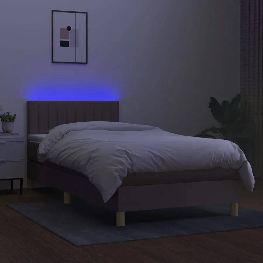 Sommier à lattes de lit avec matelas LED Taupe 80x200 cm Tissu - 3