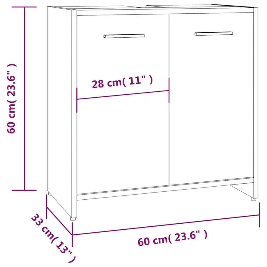 Armoire de bain Sonoma gris 60x33x60 cm Bois d'ingénierie - 10