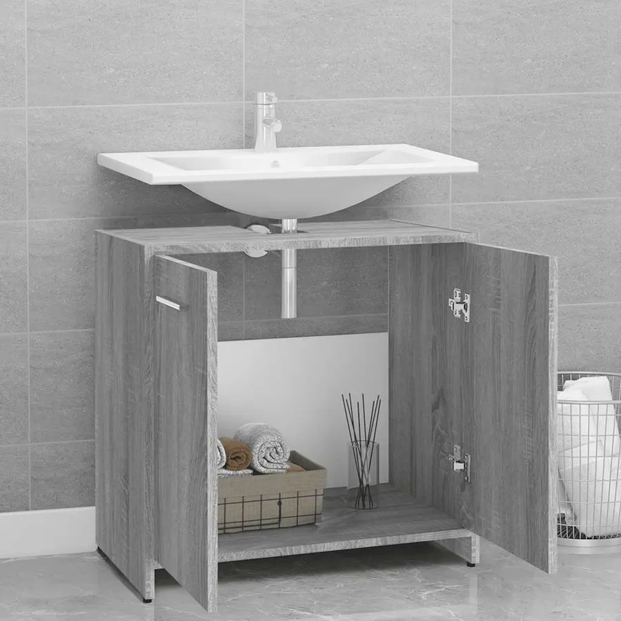 Armoire de bain Sonoma gris 60x33x60 cm Bois d'ingénierie - 3