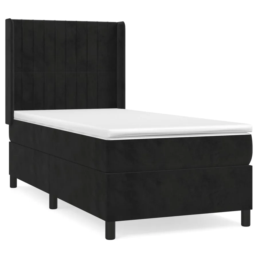 Sommier à lattes de lit avec matelas Noir 90x190 cm Velours - 2