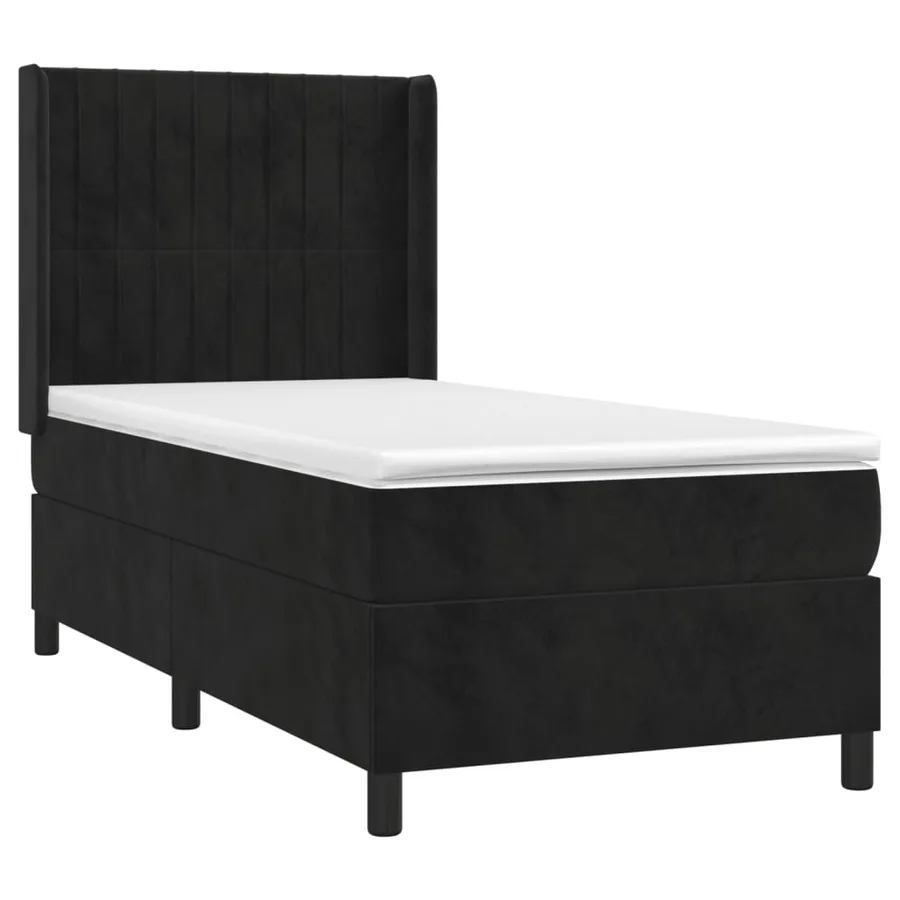 Sommier à lattes de lit avec matelas Noir 90x190 cm Velours - 3