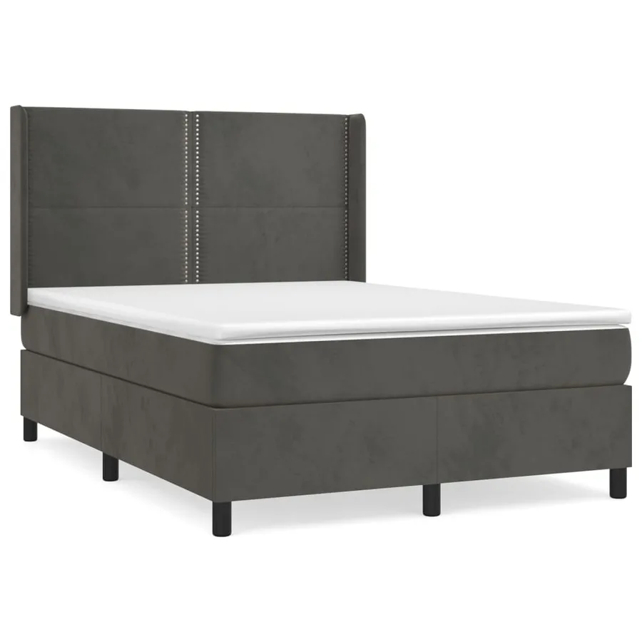 Sommier à lattes de lit et matelas Gris foncé 140x200cm Velours - 2