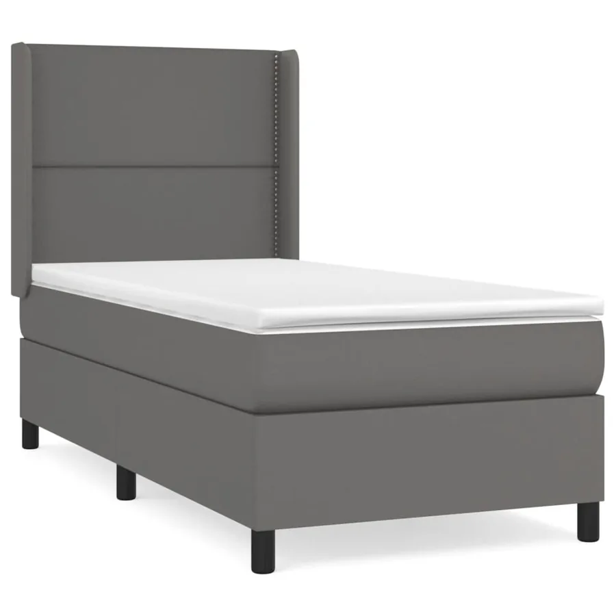 Sommier à lattes de lit avec matelas Gris 90x200 cm Similicuir - 2