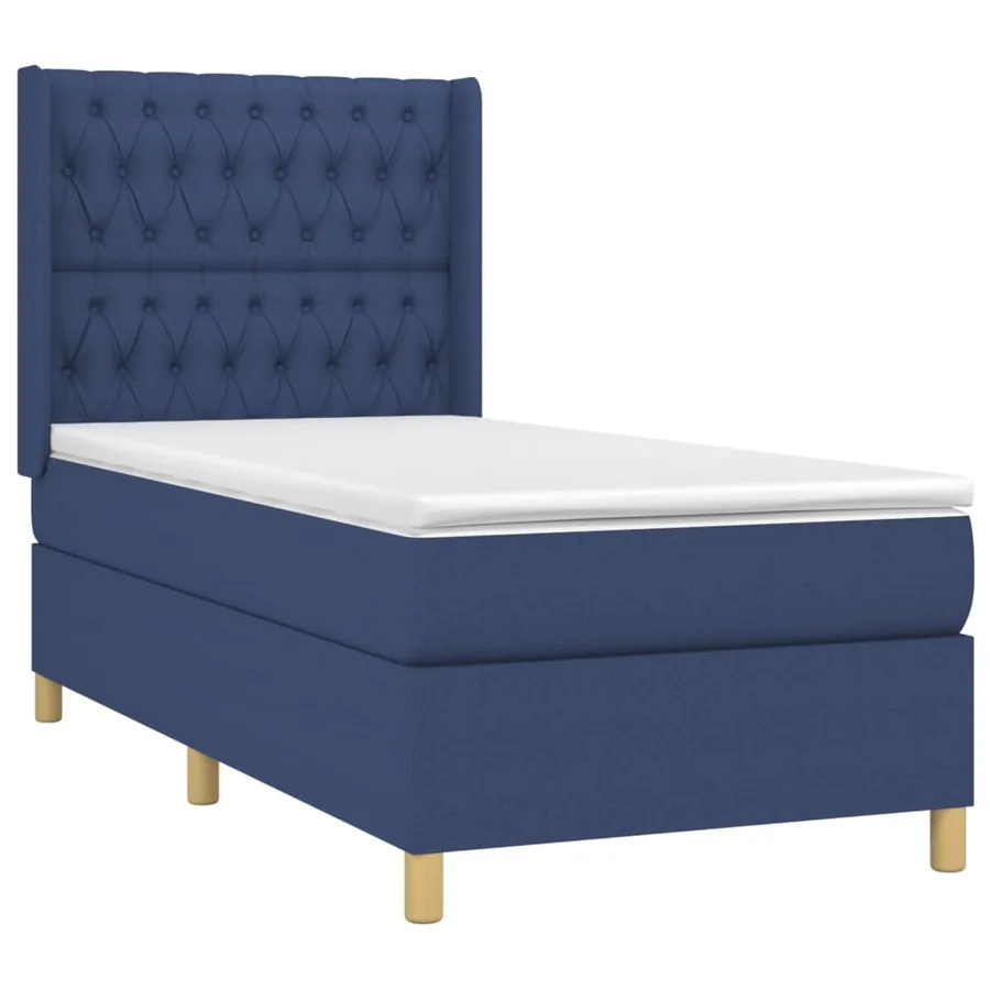 Sommier à lattes de lit avec matelas Bleu 100x200 cm Tissu - 3