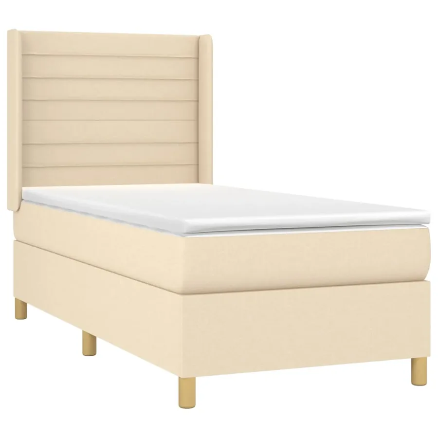 Sommier à lattes de lit avec matelas Crème 100x200 cm Tissu - 3