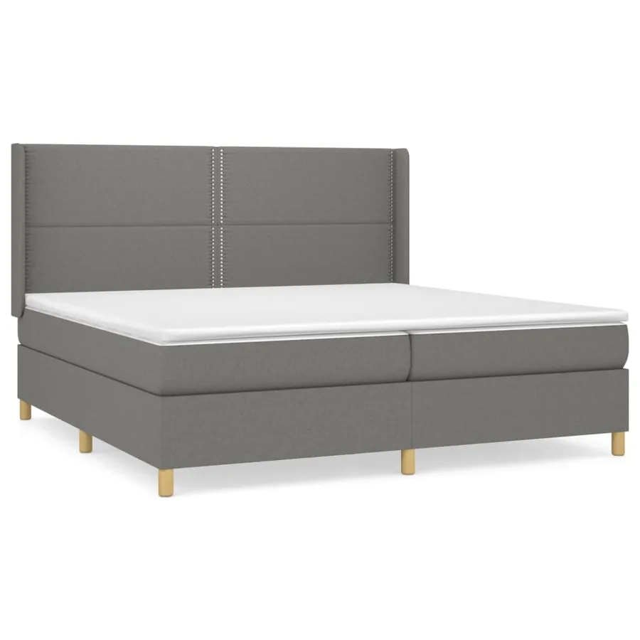 Sommier à lattes de lit avec matelas Gris foncé 200x200cm Tissu - 2