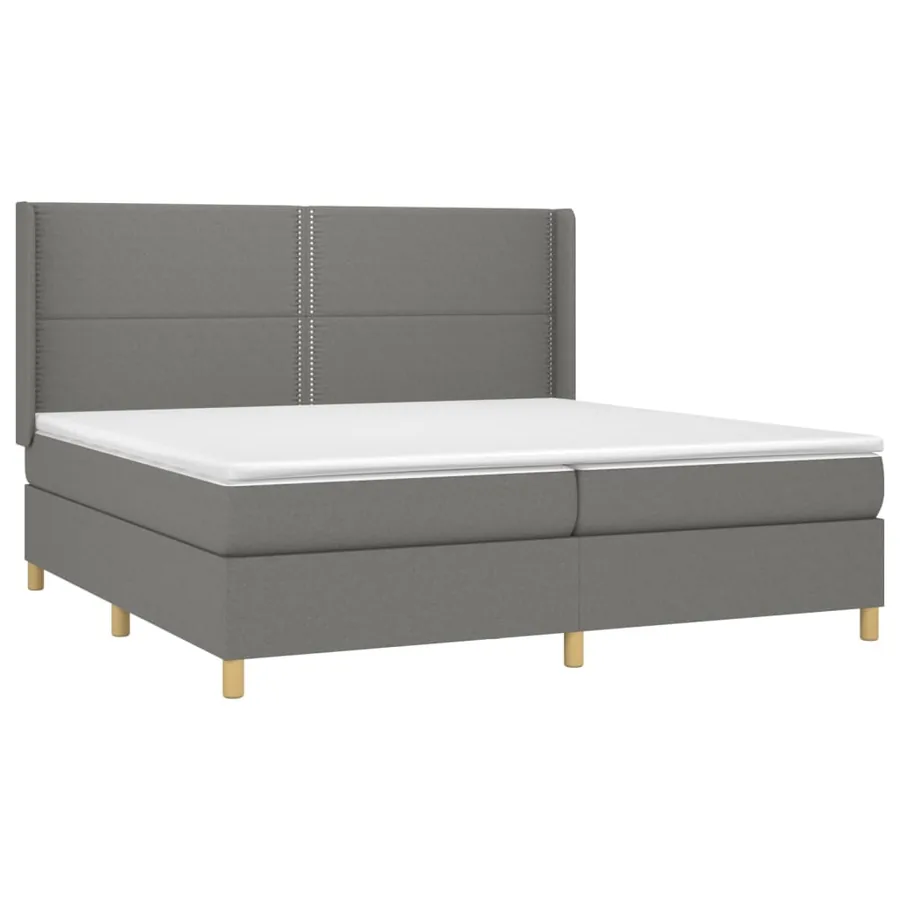 Sommier à lattes de lit avec matelas Gris foncé 200x200cm Tissu - 3