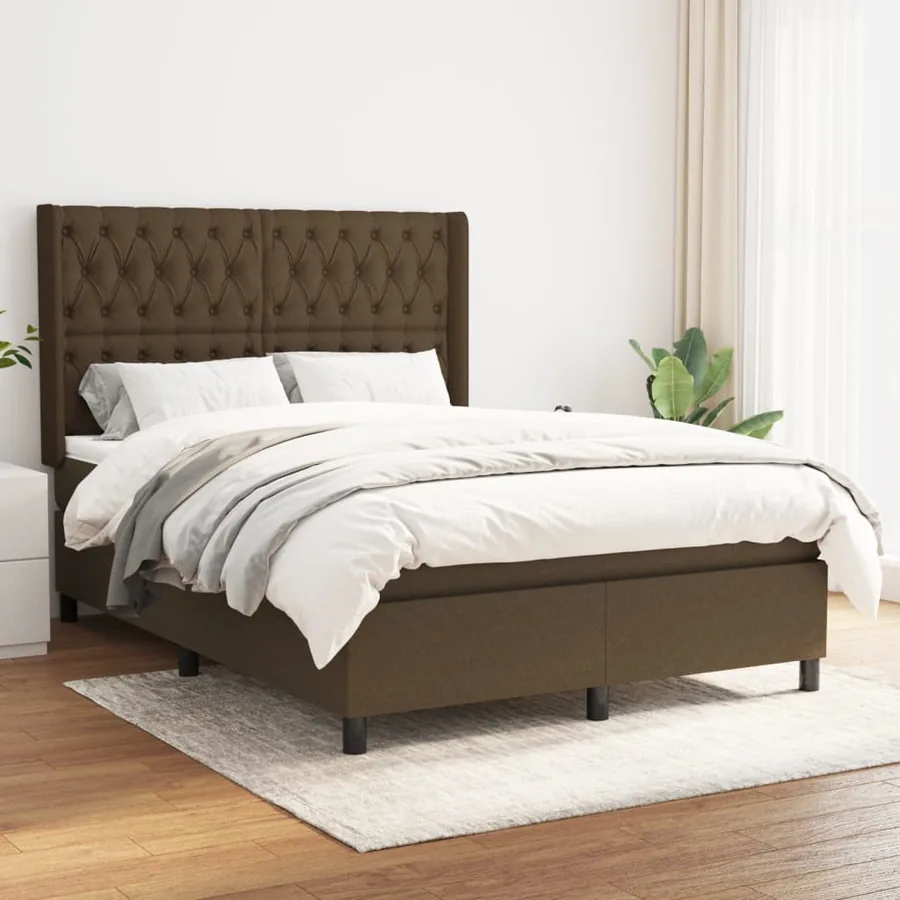 Sommier à lattes de lit avec matelas Marron foncé 140x190 cm