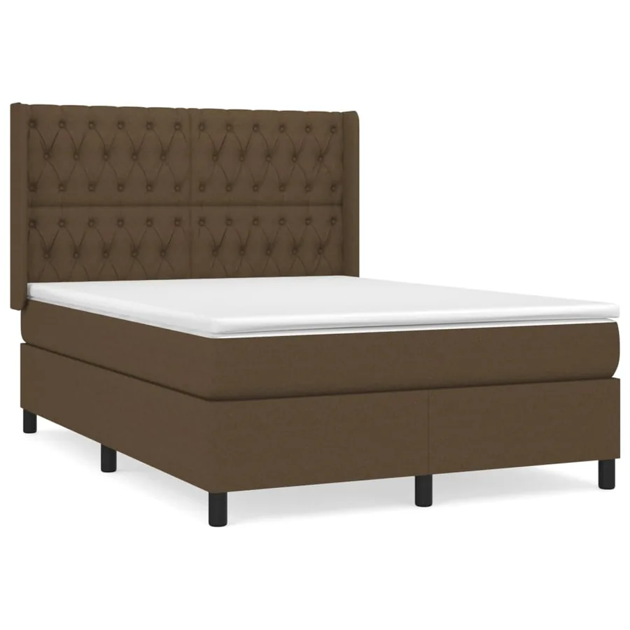 Sommier à lattes de lit avec matelas Marron foncé 140x190 cm - 2