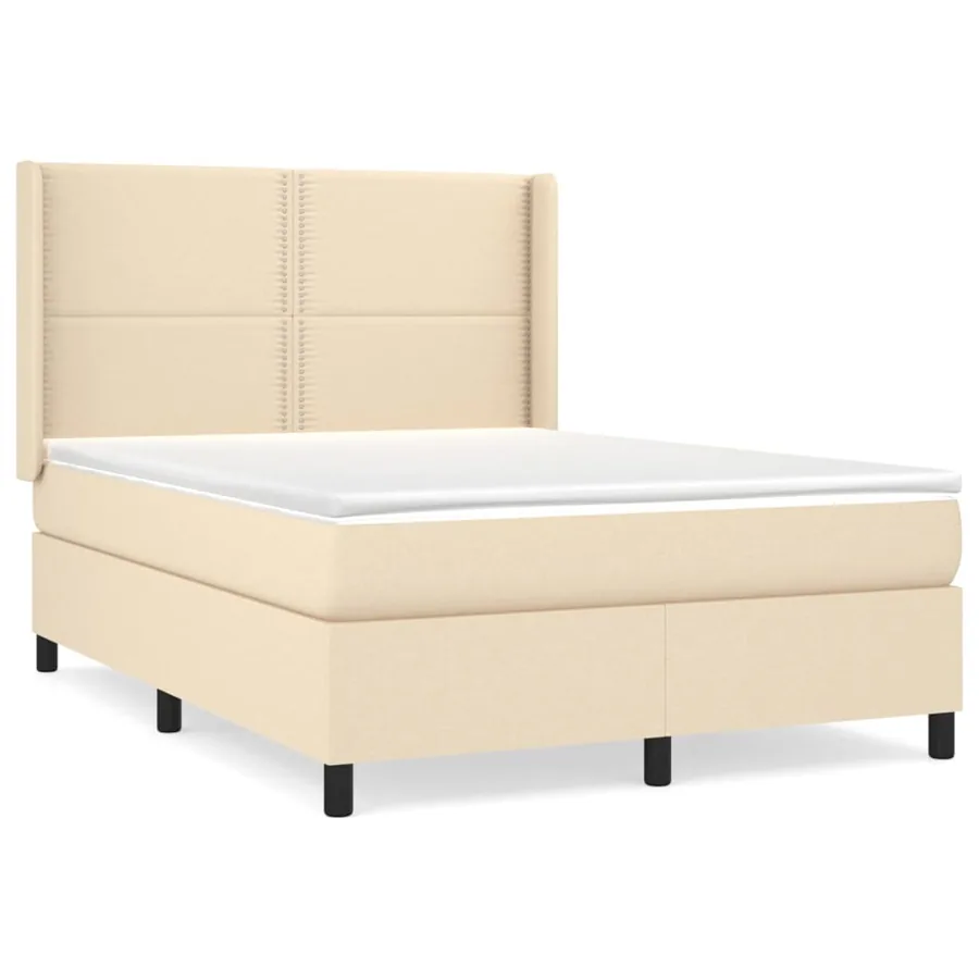 Sommier à lattes de lit avec matelas Crème 140x200 cm Tissu - 2
