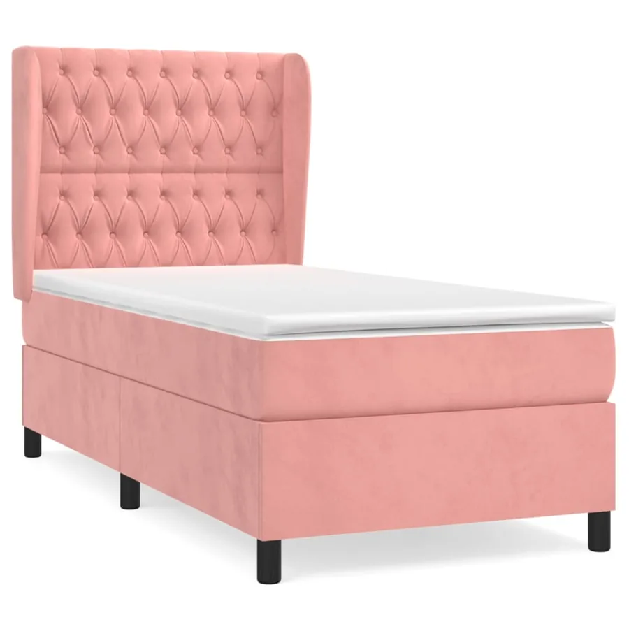 Sommier à lattes de lit avec matelas Rose 100x200 cm Velours - 2