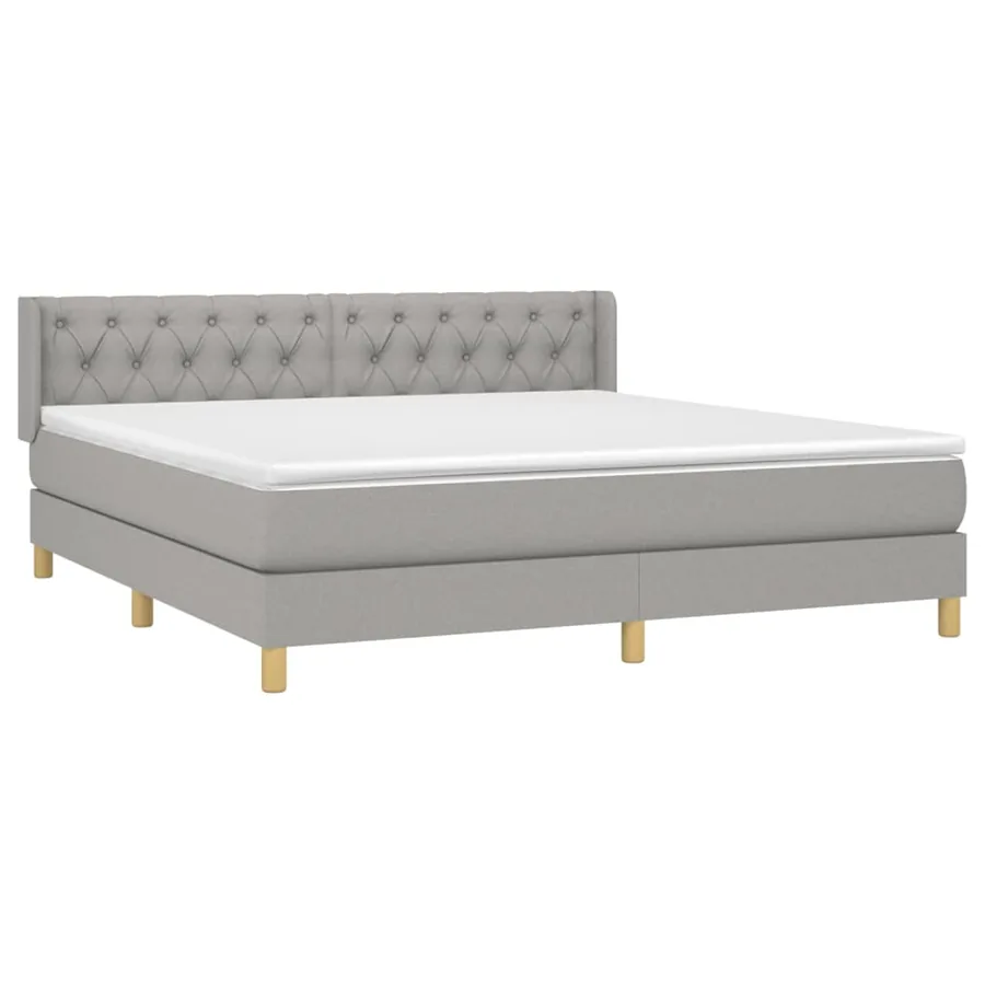 Sommier à lattes de lit avec matelas Gris clair 160x200cm Tissu - 3