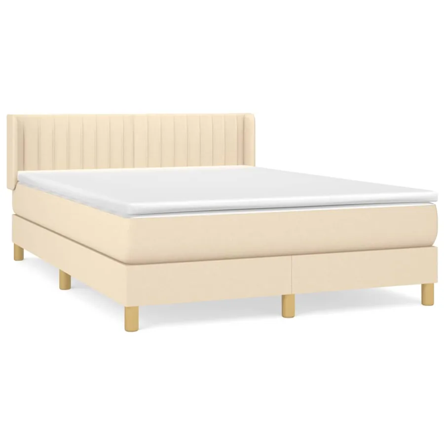 Sommier à lattes de lit avec matelas Crème 140x190 cm Tissu - 2
