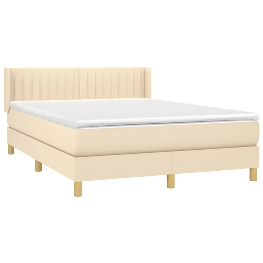 Sommier à lattes de lit avec matelas Crème 140x190 cm Tissu - 3