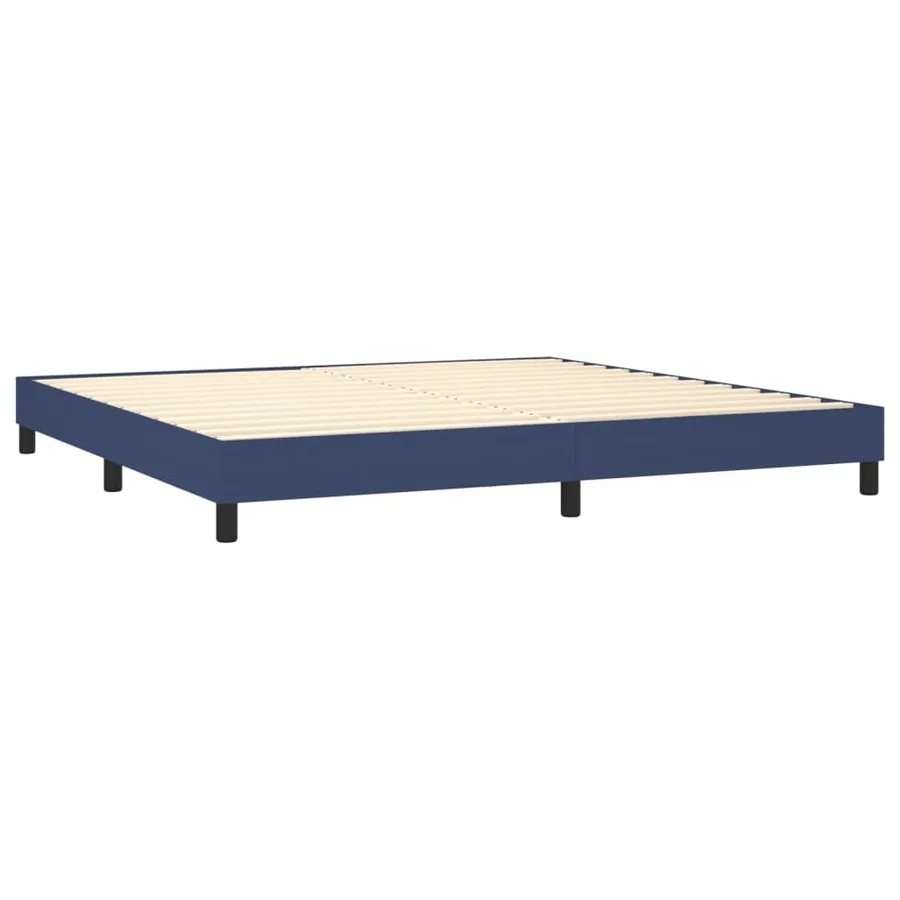 Sommier à lattes de lit avec matelas Bleu 200x200 cm Tissu - 4