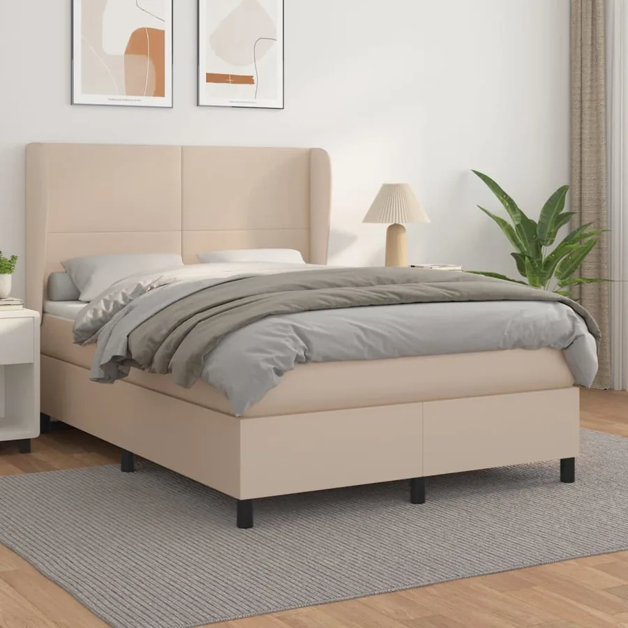 Sommier à lattes de lit avec matelas Cappuccino 140x200 cm