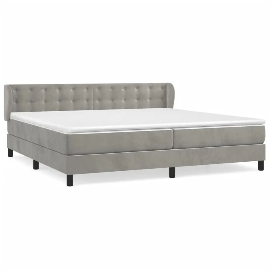 Sommier à lattes de lit et matelas Gris clair 200x200cm Velours - 2