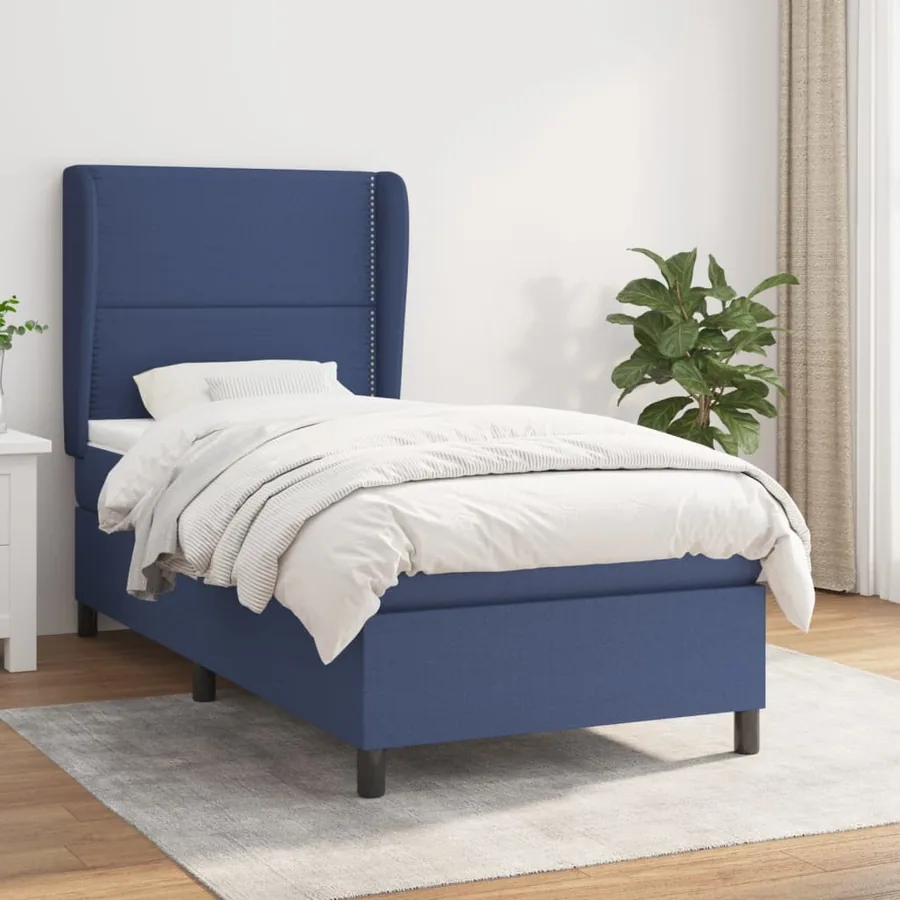 Sommier à lattes de lit avec matelas Bleu 80x200 cm Tissu