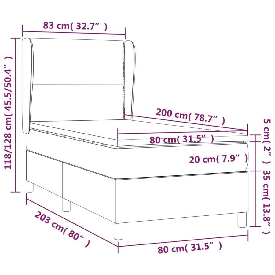 Sommier à lattes de lit avec matelas Bleu 80x200 cm Tissu - 7