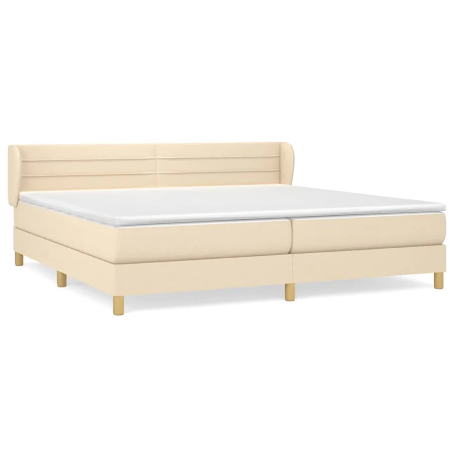 Sommier à lattes de lit avec matelas Crème 200x200 cm Tissu - 2