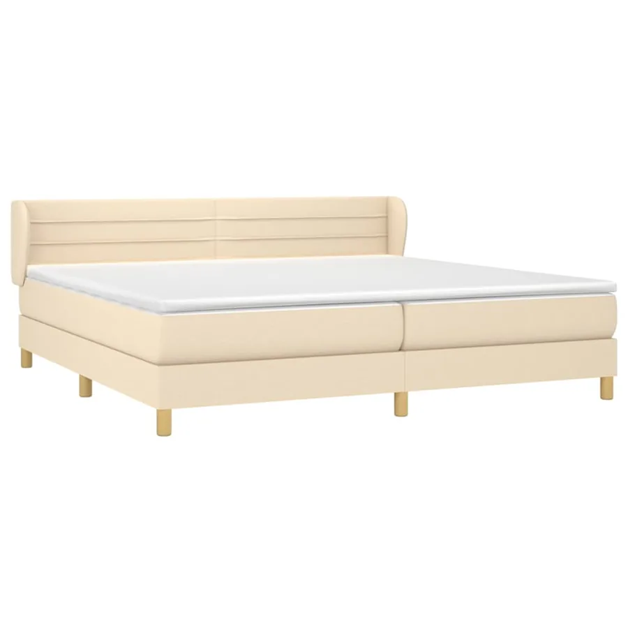 Sommier à lattes de lit avec matelas Crème 200x200 cm Tissu - 3